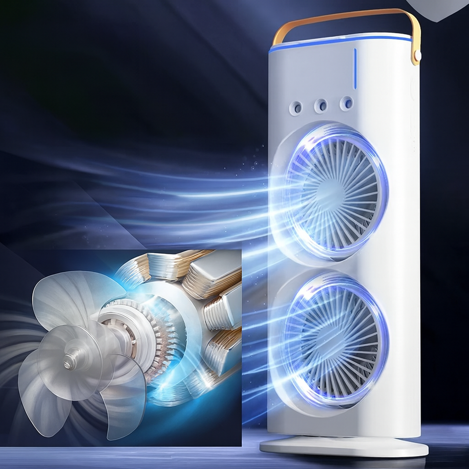 Ventilador con Humificador Doble Aspa
