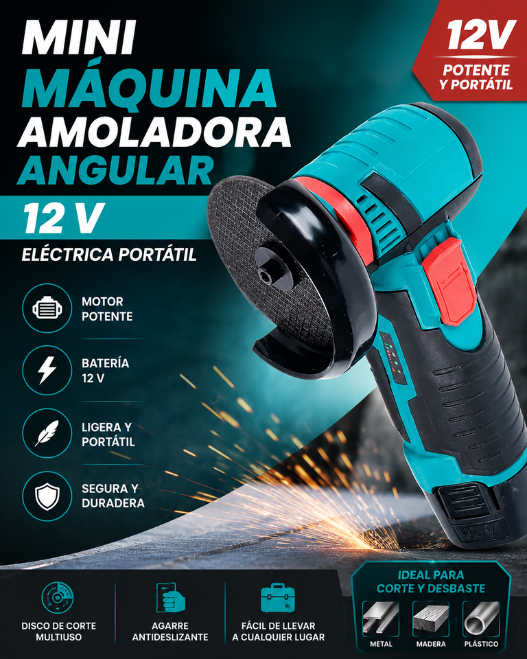Mini Maquina Amoladora Angular 12 V Eléctrica Portátil