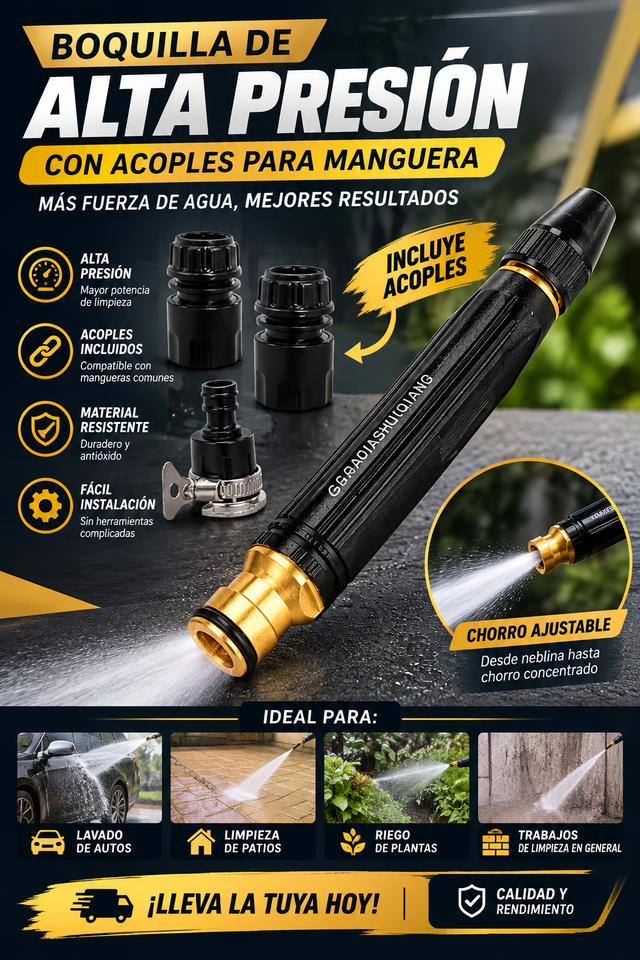 Combo de Boquilla De Alta Presión Con Acoples Para Manguera